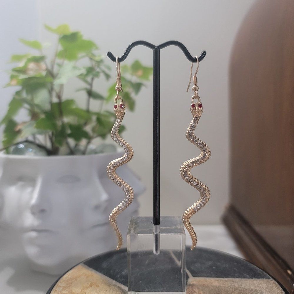 Snake Earrings (Gold and Red Eyes)*NEW*